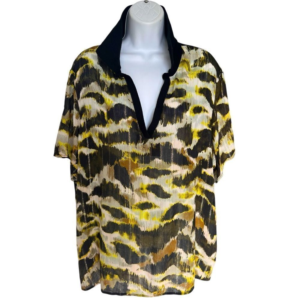 FIORELLA RUBINO Abstract Print Tunic Shirt Size L